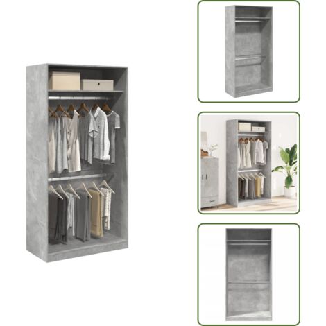 Armadio con scomparti - vidaXL Armadio Grigio Cemento 100x50x200 cm in Legno Multistrato - Armadio in truciolato