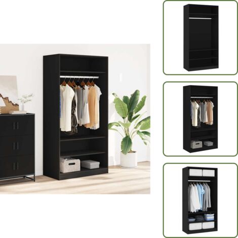 Armadio con scomparti - vidaXL Armadio Nero 100x50x200 cm in Legno Multistrato - Armadio con asta per vestiti