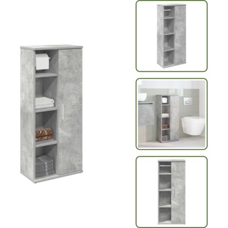 Armadio con scomparti - vidaXL Mobile da Bagno con Portarotolo Grigio Cemento 39x22x90 cm - Armadio in truciolato