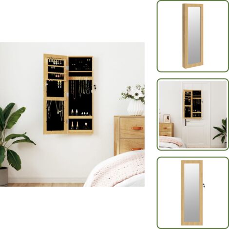 Armadio con serratura - vidaXL Armadio Portagioie con Specchio a Muro 30x8,5x90 cm - Armadio con ganci