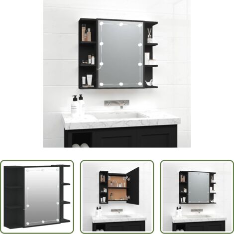Armadio con specchio -  Mobile a Specchio con LED Nero 70x16,5x60 cm