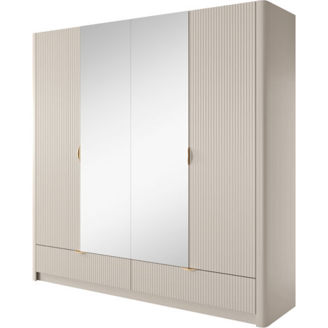 Armadio con uno specchio : Beige, 213 x 54,6 x 208 cm
