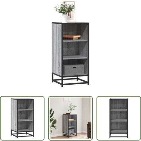 Armadio contenitore -  Credenza Grigio Sonoma 35,5x35x76 cm in Truciolato e Metallo