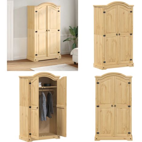 Armadio Corona 102x52x186 cm in Legno Massello di Pino - Armadio per camera da letto - Armadio in pino