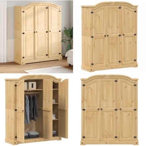 Armadio Corona 151,5x52x186 cm in Legno Massello di Pino - Armadio per camera da letto - Armadio in pino
