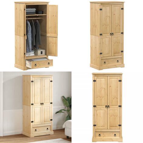 Armadio Corona 76x50x170 cm in Legno Massello di Pino - Armadio per camera da letto - Armadio in pino