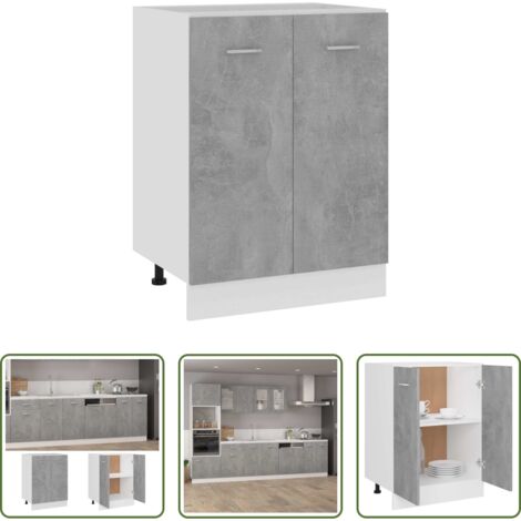 Armadio cucina -  Armadio Inferiore “Lyon” Grigio Cemento 60x46x81,5cm