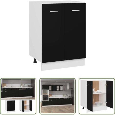 Armadio cucina -  Armadio Inferiore “Lyon” Nero 60x46x81,5 cm