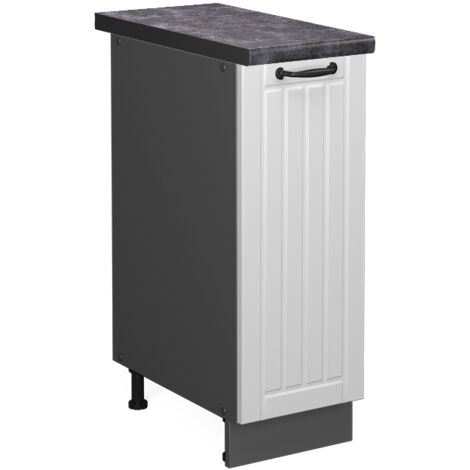 Armadio cucina dispensa alto Fame-Line, Bianco rustico, 30 cm , PL Antracite, Vicco
