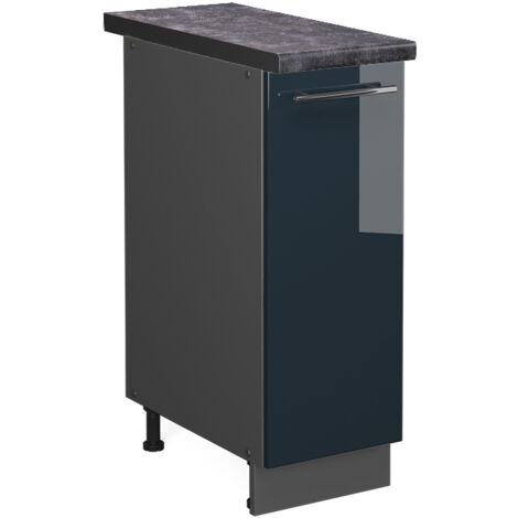 Armadio cucina dispensa alto Fame-Line, Blu scuro lucido, 30 cm , PL Antracite, Vicco