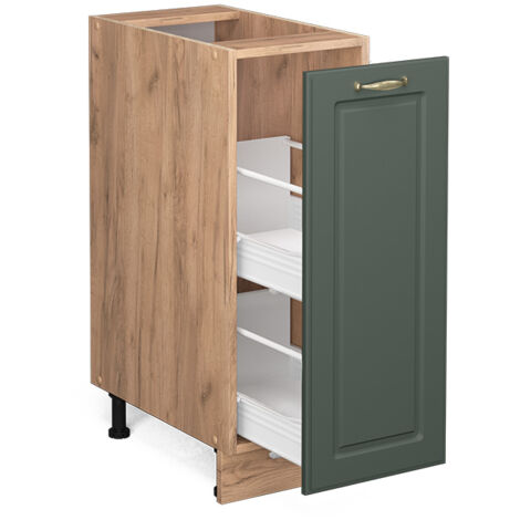 Armadio cucina dispensa alto Fame-Line, Verde-oro rustico, 30 cm senza piano di lavoro, Vicco