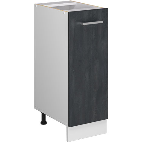 Armadio cucina dispensa alto R-Line, Calcestruzzo nero, 30 cm senza piano di lavoro, Vicco