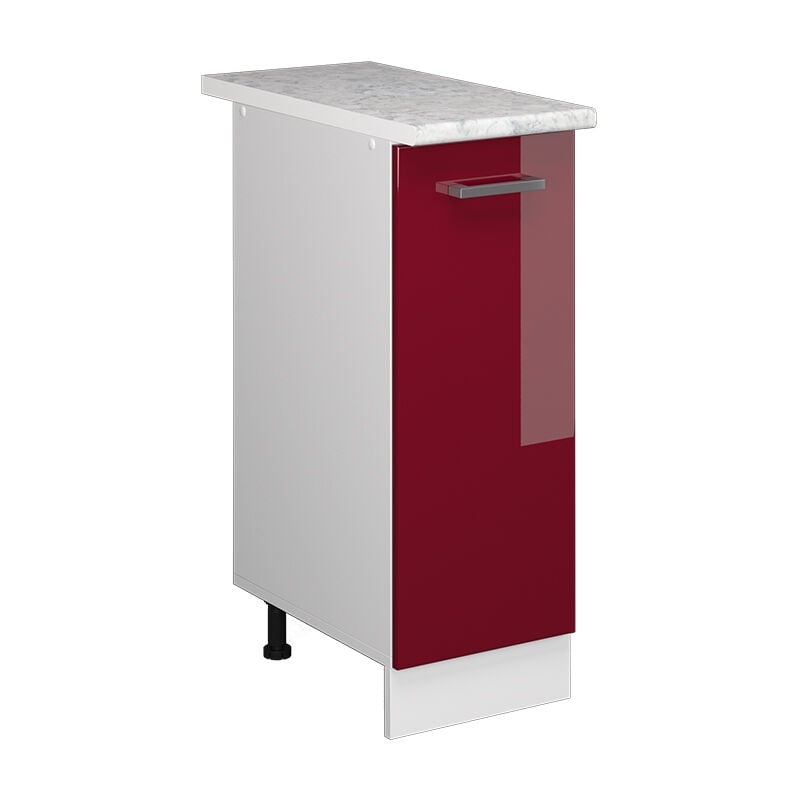 Vicco - Armadio cucina dispensa alto R-Line, Rosso bordeaux lucido, 30 cm , pl Marmo