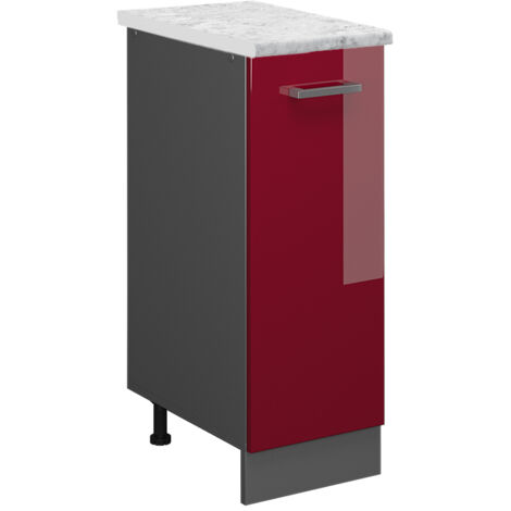 Armadio cucina dispensa alto R-Line, Rosso bordeaux lucido, 30 cm PL Marmo, Vicco