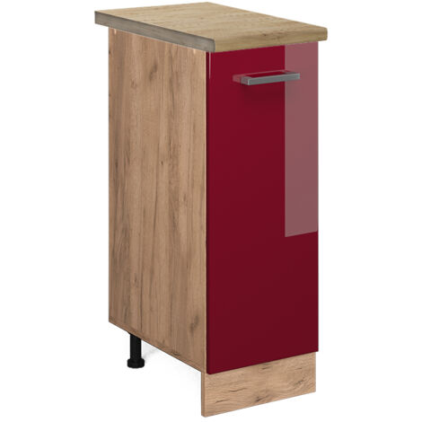 Armadio cucina dispensa alto R-Line, Rosso bordeaux lucido, 30 cm , PL Rovere, Vicco