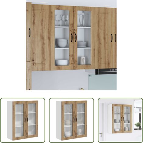 Armadio cucina in legno -  Pensile cucina con porta Rovere artigianale 80 x 31 x 100 cm