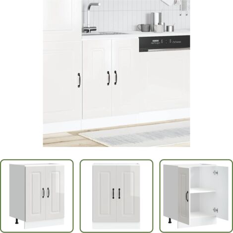Armadio cucina -  Mobile base lavello Kalmar Bianco Lucido 60x46x81,5 cm