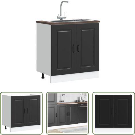 Armadio cucina -  Mobile base lavello Kalmar Nero 80x46x81,5 cm in Truciolato