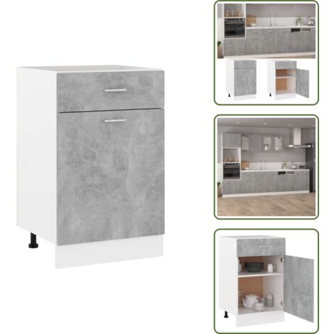Armadio cucina - vidaXL Armadio Inferiore Cassetto “Lyon” Grigio Cemento 50x46x81,5 - Armadio con ripiani