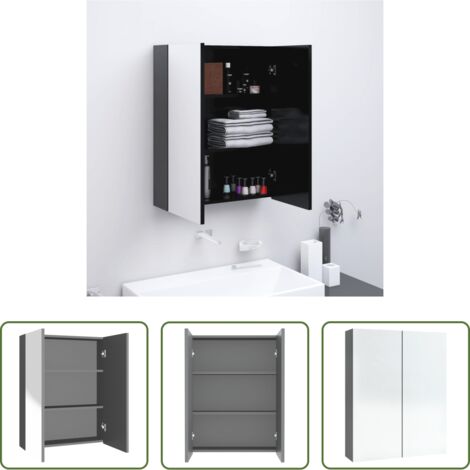 Armadio da bagno -  Armadietto a Specchio per Bagno 60x15x75 cm MDF Antracite