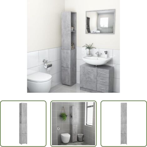 Armadio da bagno -  Armadietto Bagno Grigio Cemento 25x26,5x170cm Legno Multistrato