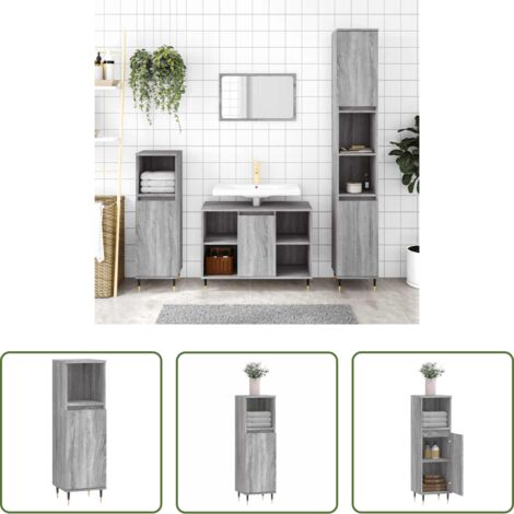 Armadio da bagno -  Armadietto Bagno Grigio Sonoma 30x30x100cm in Legno Multistrato