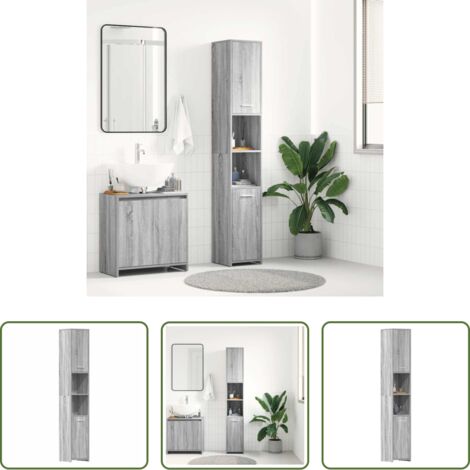 Armadio da bagno -  Armadietto Bagno Grigio Sonoma 30x30x183,5 cm Legno tecnico