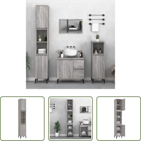 Armadio da bagno -  Armadietto Bagno Grigio Sonoma 30x30x190cm in Legno Multistrato