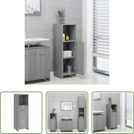 Armadio da bagno -  Armadietto Bagno Grigio Sonoma 30x30x95 cm in Legno Multistrato