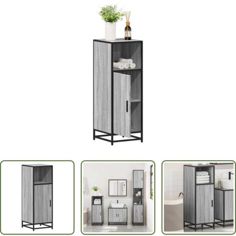 Armadio da bagno -  Armadietto Bagno Grigio Sonoma 35x37,5x100 cm Legno Multistrato