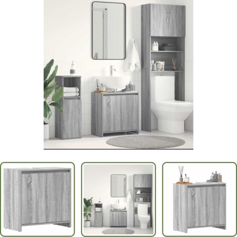 Armadio da bagno -  Armadietto Bagno Grigio Sonoma 60x33x61 cm in Legno Multistrato
