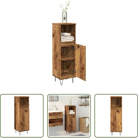 Armadio da bagno -  Armadietto Bagno Legno Antico 30x30x100 cm in Legno Multistrato
