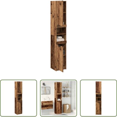 Armadio da bagno -  Armadietto Bagno Legno Antico 32x34x188,5 cm Legno Multistrato