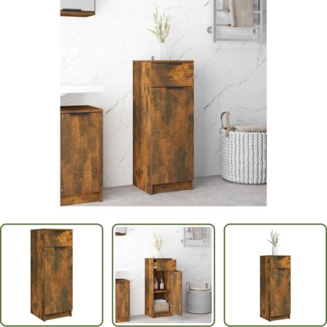 Armadio da bagno -  Armadietto Bagno Rovere Fumo 32x34x90 cm in Legno Multistrato
