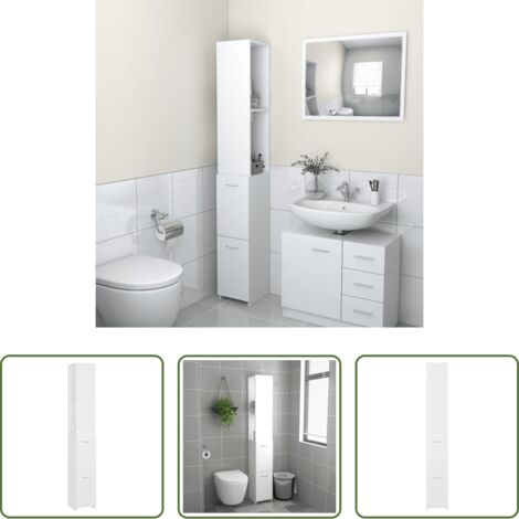 Armadio da bagno -  Armadietto da Bagno Bianco 25x26,5x170 cm in Legno Multistrato