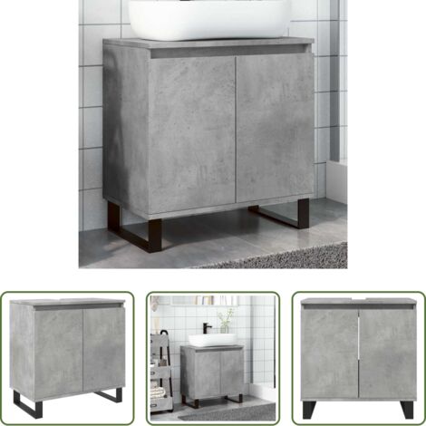 Armadio da bagno -  Armadietto da Bagno Grigio Cemento 58x33x60cm in Truciolato