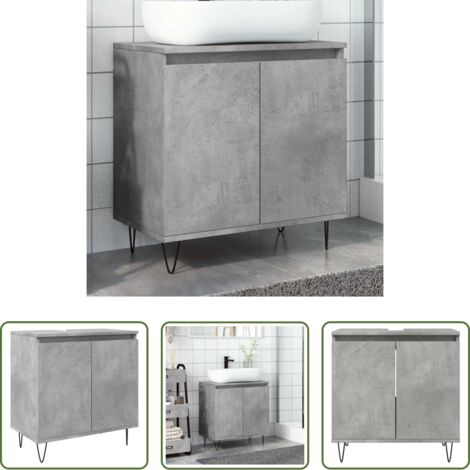 Armadio da bagno -  Armadietto da Bagno Grigio Cemento 58x33x60cm Legno Multistrato