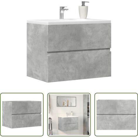 Armadio da bagno -  Armadietto da Bagno Grigio Cemento 60x38,5x45cm in Truciolato