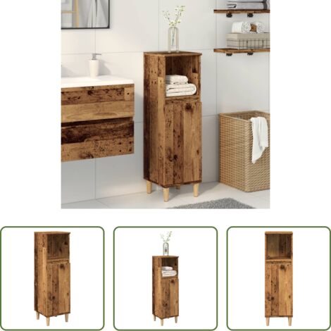 Armadio da bagno -  Armadietto da Bagno Legno Antico 30x30x100 cm in Truciolato