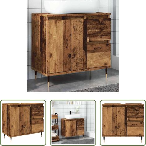Armadio da bagno -  Armadietto da Bagno Legno Antico 65x33x60 cm in Truciolato