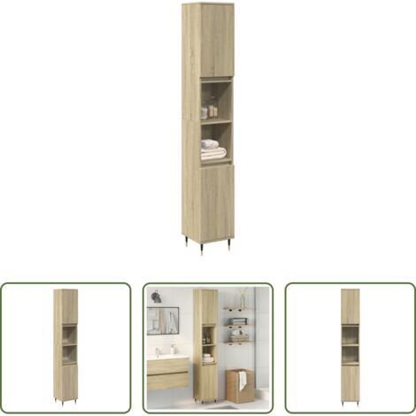 Armadio da bagno -  Armadietto da Bagno Rovere Sonoma 30x30x190cm Legno Multistrato