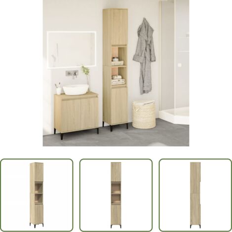 Armadio da bagno -  Armadietto da Bagno Rovere Sonoma 30x30x190cm Legno Multistrato