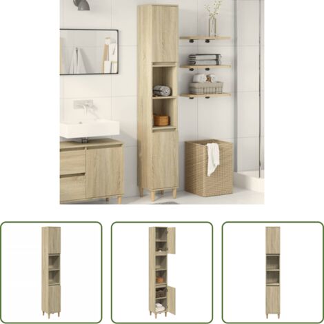 Armadio da bagno -  Armadietto da Bagno Rovere Sonoma 30x30x190cm Legno Multistrato