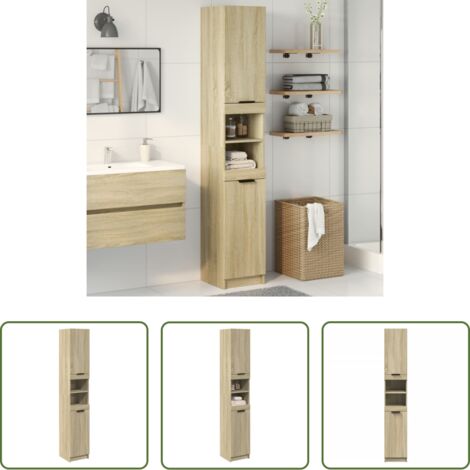 Armadio da bagno -  Armadietto da Bagno Rovere Sonoma 32x34x188,5 cm in Truciolato