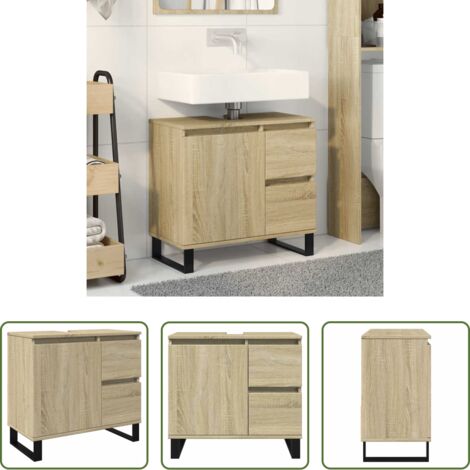 Armadio da bagno -  Armadietto da Bagno Rovere Sonoma 65x33x60 cm Legno Multistrato