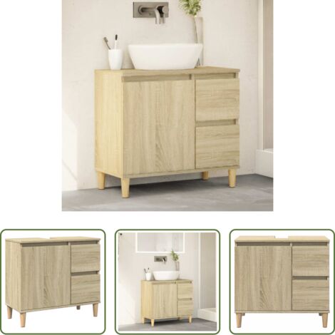 Armadio da bagno -  Armadietto da Bagno Rovere Sonoma 65x33x60 cm Legno Multistrato
