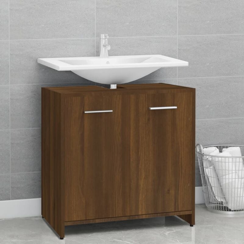 Armadietto Bagno Rovere Marrone 60x33x60cm Legno Ingegnerizzato - Vidaxl