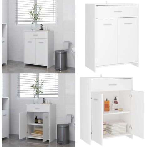 Armadio da Bagno Bianco 60x33x80 cm in Legno tecnico - Armadio in legno tecnico - Armadio da bagno bianco