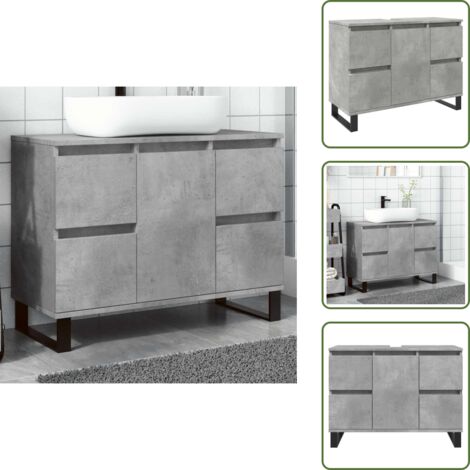 Armadio da bagno grigio cemento - vidaXL Armadietto da Bagno Grigio Cemento 80x33x60cm Legno Multistrato - Armadio da bagno in truciolato