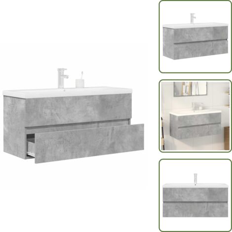 Armadio da bagno grigio cemento - vidaXL Set Mobili da Bagno 2 pz Grigio Cemento in Legno Multistrato - Armadio da bagno in legno